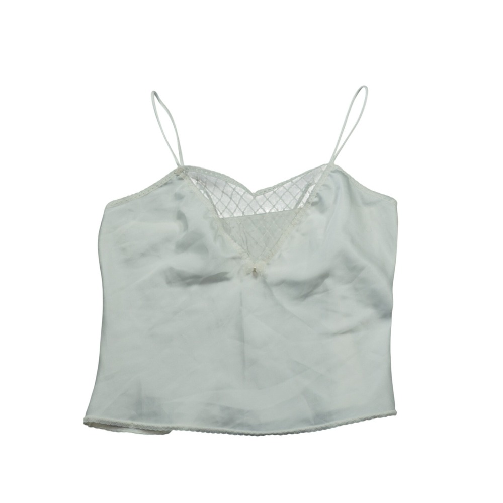 Vintage Delicate Bridal Ivory Satin‎ Lace V-Neck Camisole Top Coquette Ethereal